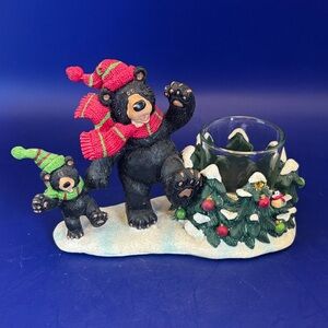 Festive Yankee Candle Bear Family Candle Holder